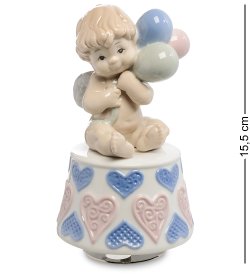 Музыкальная Статуэтка из фарфора Ангел с шариками