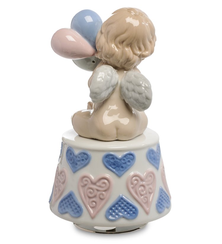 Музыкальная Статуэтка из фарфора Ангел с шариками Pavone JP-34/ 9, фотография со спины