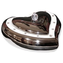 Шкатулка из керамики Сердце, платиновая