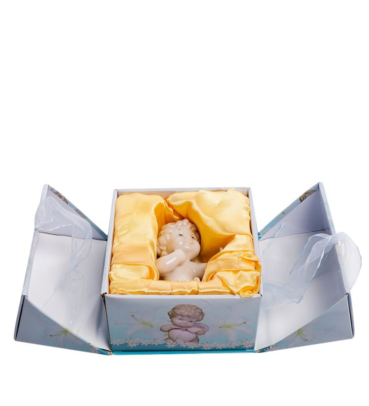 Фигурка из фарфора Радостный Ангелочек Pavone JP-34/ 2, фотография в упаковке