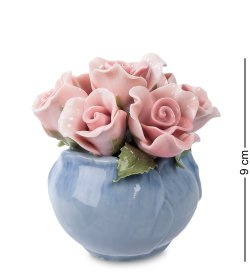 Статуэтка из керамики розы в голубой вазе