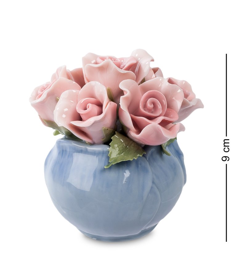 Статуэтка из керамики розы в голубой вазе Pavone CMS-33/28