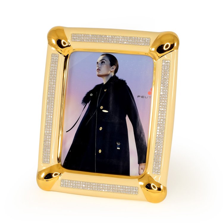 Золотая фоторамка с кристаллами Swarovski, коллекция Dubai Migliore De Luxe 26596