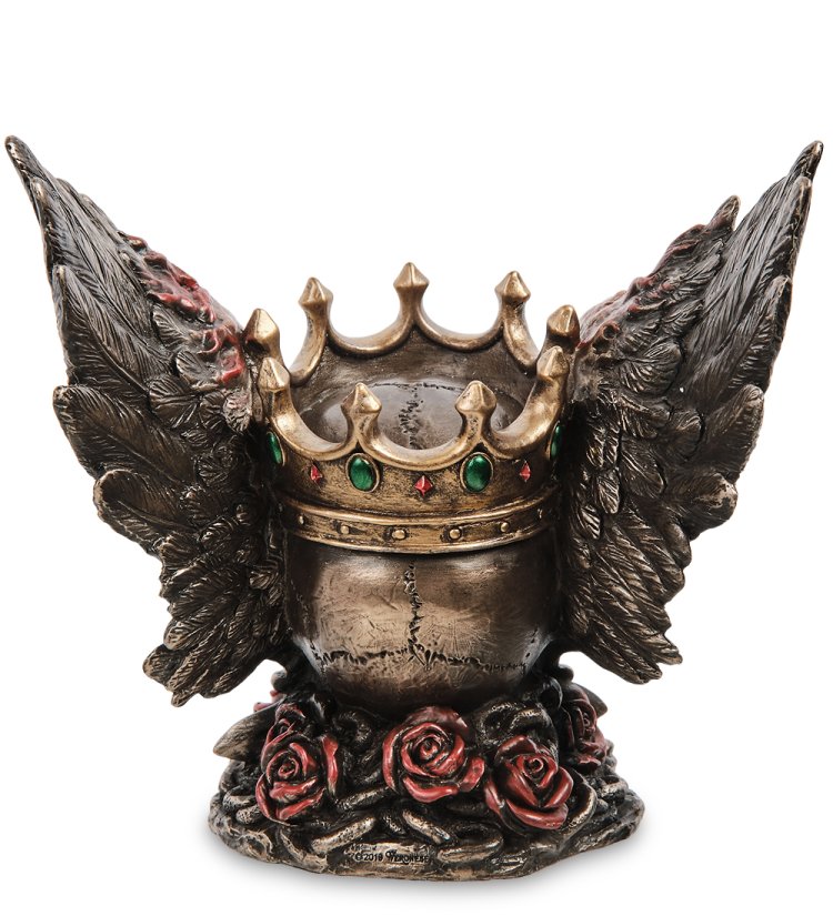 Статуэтка Крылатый череп в короне Veronese WS-1067, фотография с обратной стороны