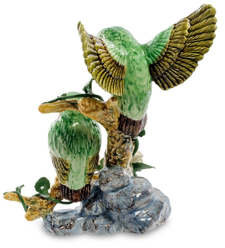 Статуэтка из фарфора Птицы на ветке с цветами Pavone JP-23/ 1, фотография сзади