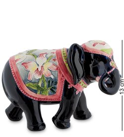 Статуэтка из фарфора Черный Слон в Розовой накидке