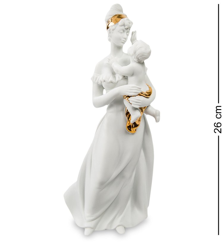 Статуэтка из бисквитного фарфора Мать с ребенком, золотой декор Pavone JP-48/17