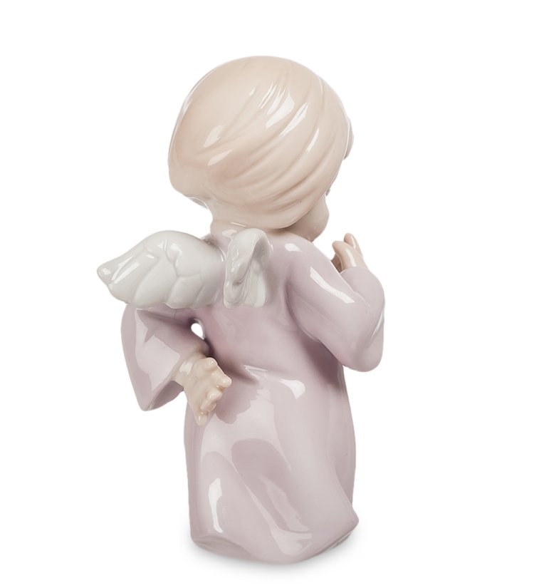 Статуэтка из фарфора Ангелочек в розовом платье Pavone JP-20 /3, фотография со спины