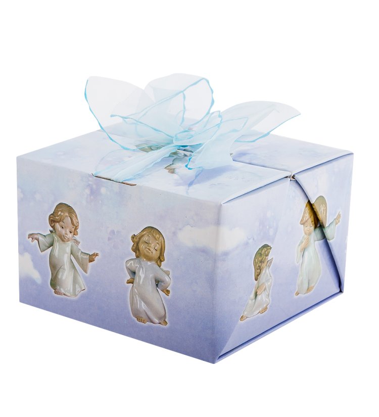 Статуэтка из фарфора Ангелочек в розовом платье Pavone JP-20 /3, фотография коробочки
