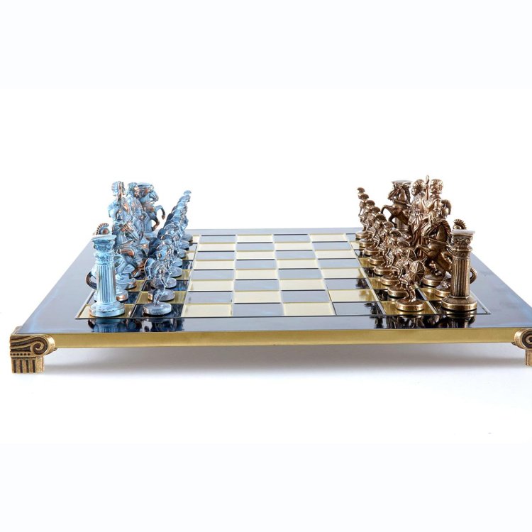 Большие Шахматы Греко-Римский период, Синяя доска Manopoulos MP-S-11-B-44-BLU, фотография сбоку