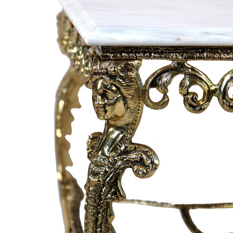 Столик из бронзы Ренессанс с мраморной столешницей Bello De Bronze BP-50211-D, фотография крупным планом