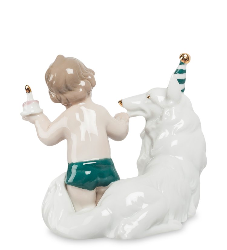 Статуэтка из фарфора Празднуем вместе Мальчик с собачкой Pavone JP-47/ 8, фотография со спины
