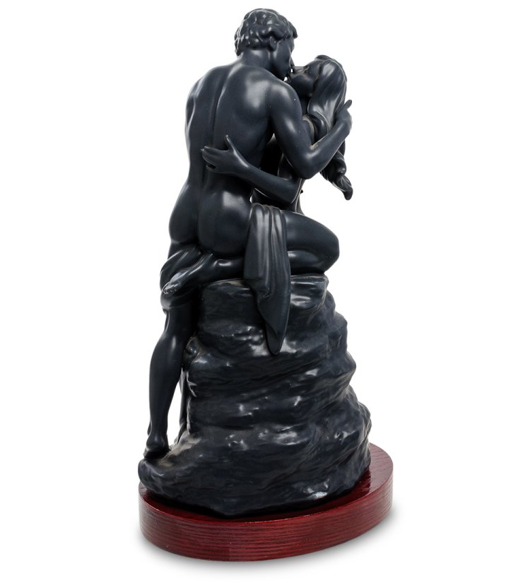 Статуэтка из фарфора Влюбленные, черное исполнение Pavone VS- 05, фотография со спины