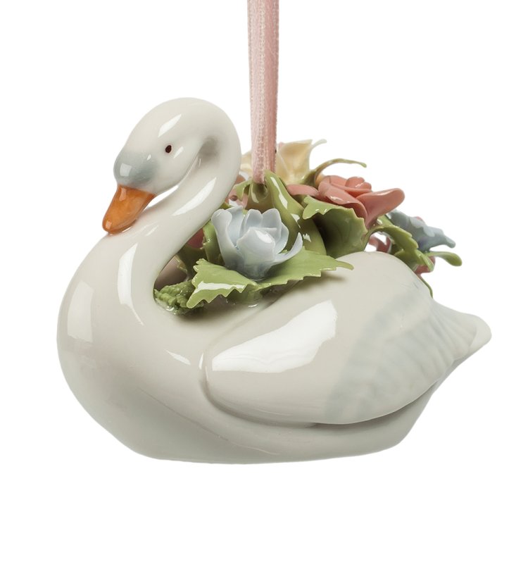 Подвесная фигурка из керамики Лебедь с цветами Pavone CMS-10/34
