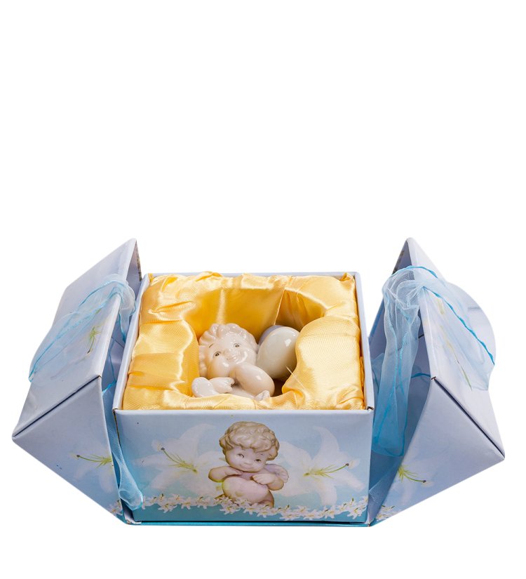 Фигурка из фарфора Ангелочек с воздушными шариками Pavone JP-34/ 3, фотография в упаковке