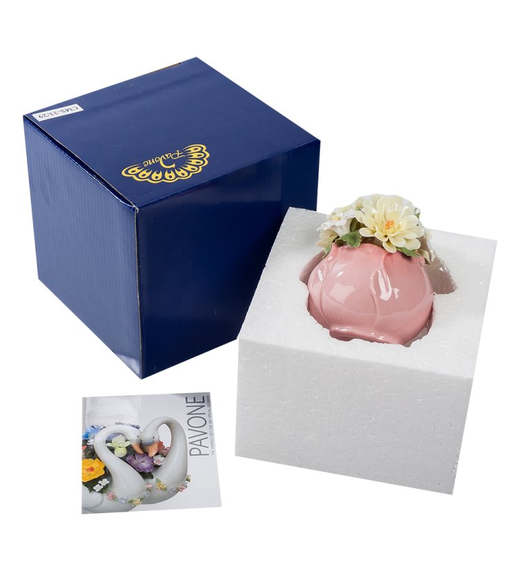 Цветы из керамики Маргаритки в вазе Pavone CMS-33/29, фотография в упаковке