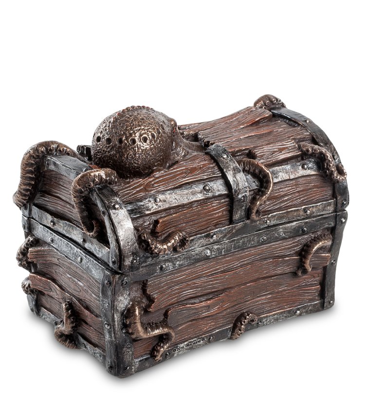 Шкатулка в стиле Стимпанк Осьминог и сундук Veronese WS-283, оборотная сторона