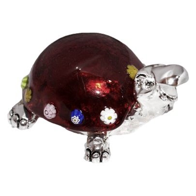 Скульптура Черепашка Красная со стеклом Мурано Euro Far 0709AM red