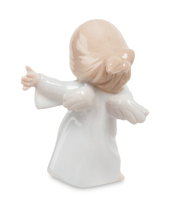 Статуэтка из фарфора Ангелочек в белом платье Pavone JP-20 /4, фотография со спины