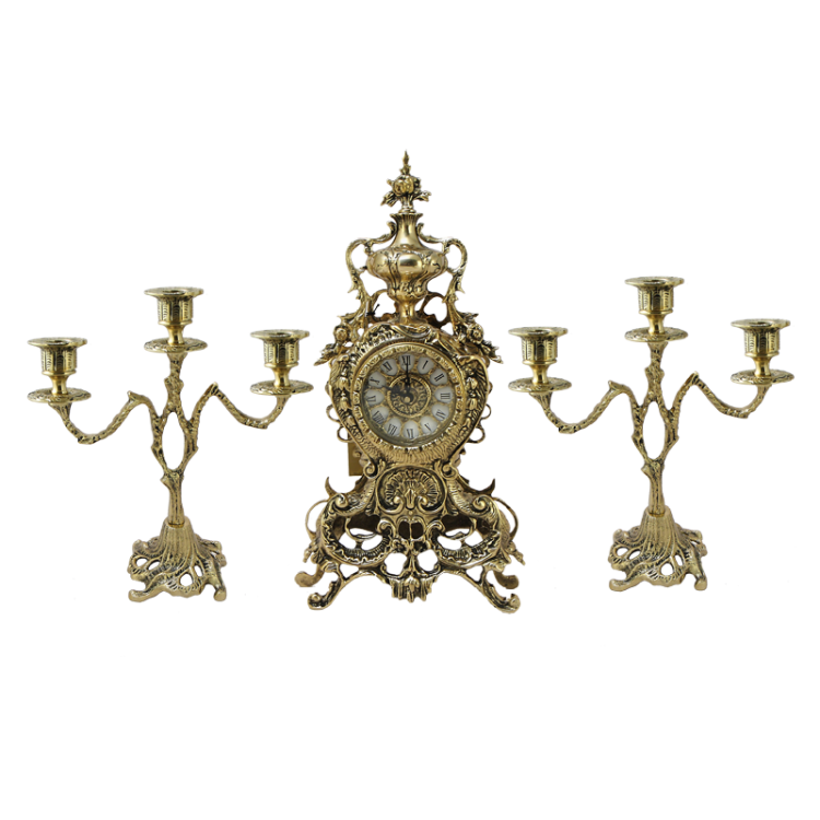 Каминные часы с канделябрами Секуло, золотые Bello De Bronze BP-2704738-D