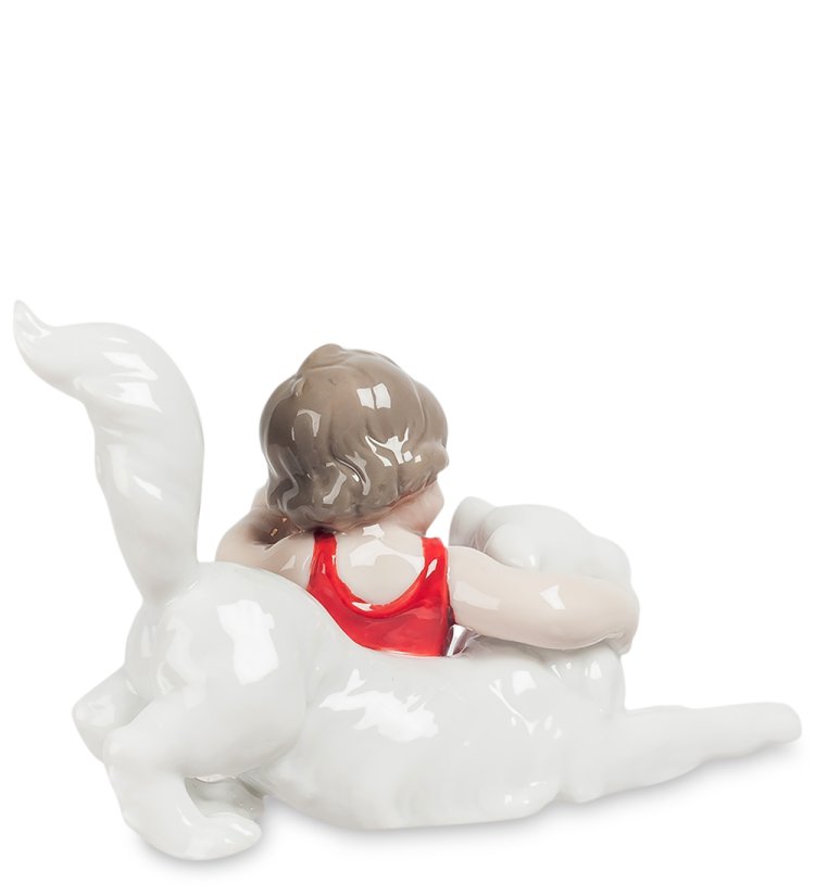 Статуэтка из фарфора Празднуем вместе Девочка с собакой Pavone JP-47/ 7, фотография со спины