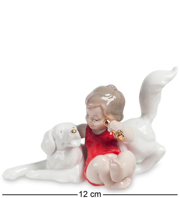 Статуэтка из фарфора Празднуем вместе Девочка с собакой Pavone JP-47/ 7