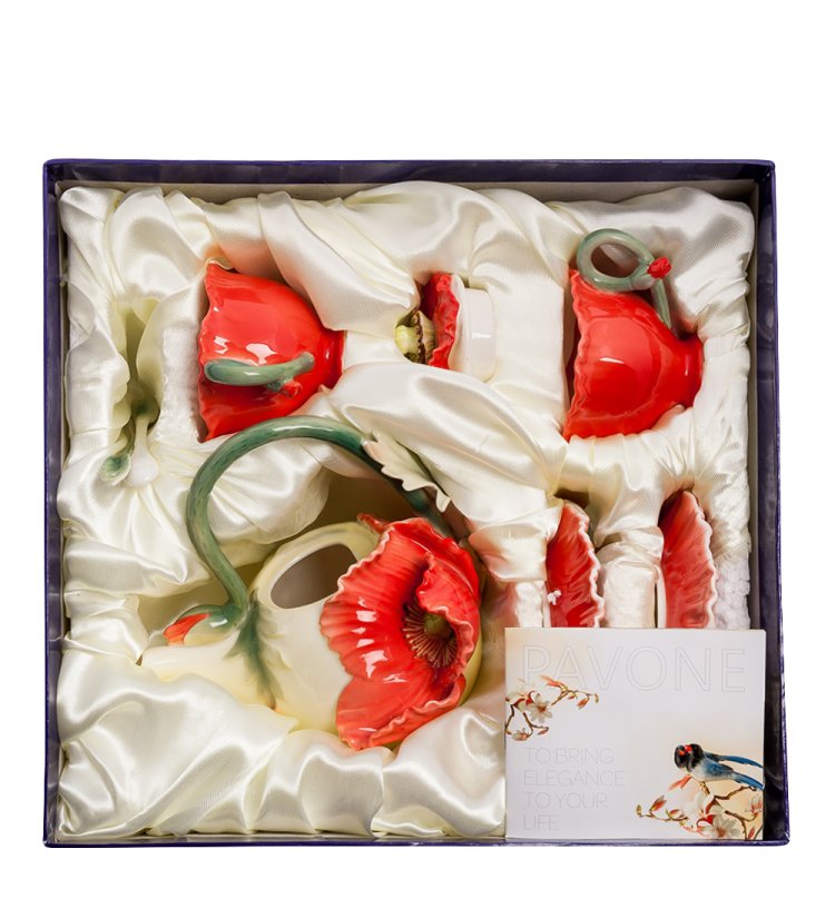 Чайный набор на 2 персоны с чайником Маки Pavone FM-40/ 5, фотография в упаковке