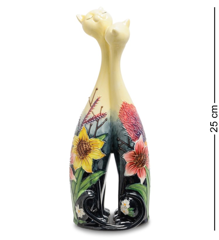 Ваза из фарфора Парочка кошек, рисунок Подсолнухи Pavone JP-95/12