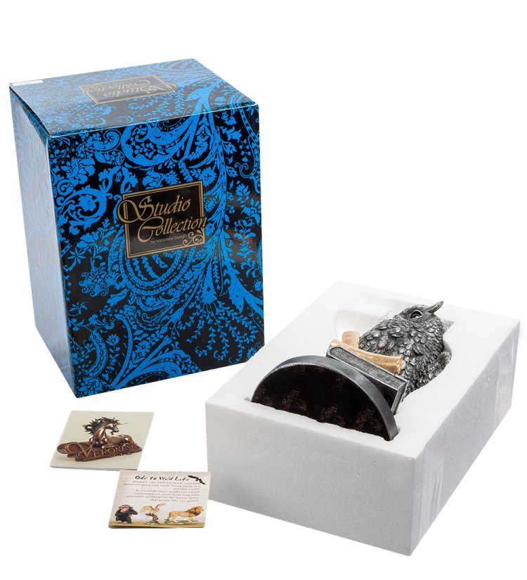Фигура Мудрая Сова с золотым пером Veronese WS-49, упаковочный вид