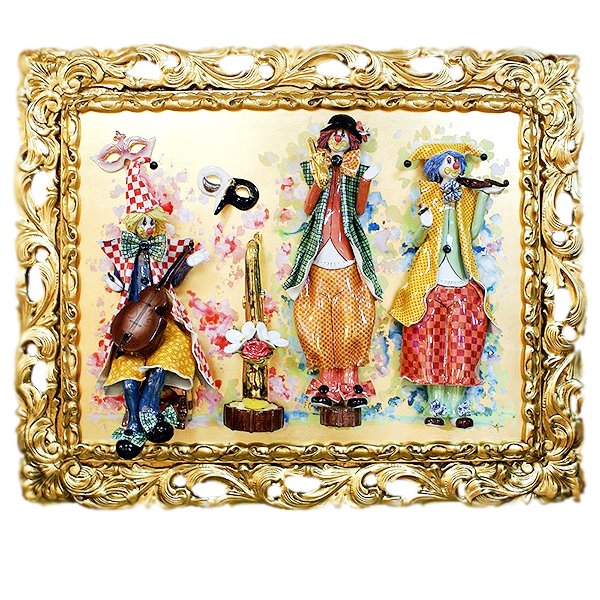 Картина из фарфора Три клоуна