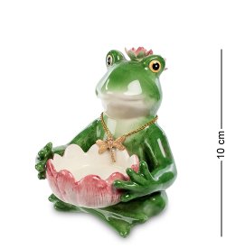 Подсвечник из керамики Лягушка с лотосом