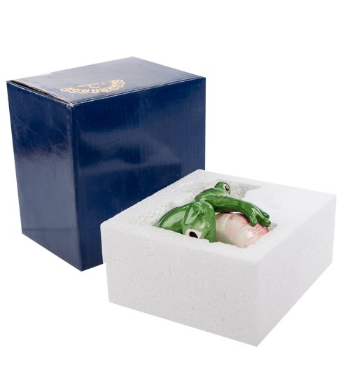Подсвечник из керамики Лягушка с лотосом Pavone CMS-02/13, упаковочный вид