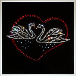 Картина Лебеди c кристаллами Swarovski