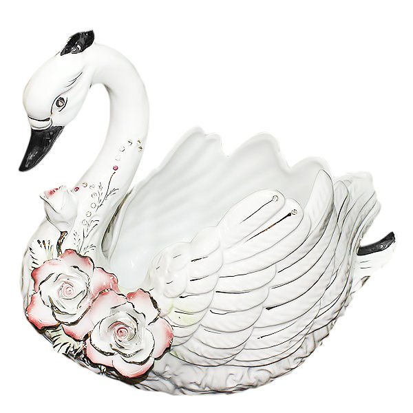 Ваза для фруктов Лебедь с Розами Ceramiche Ferraro RP 458