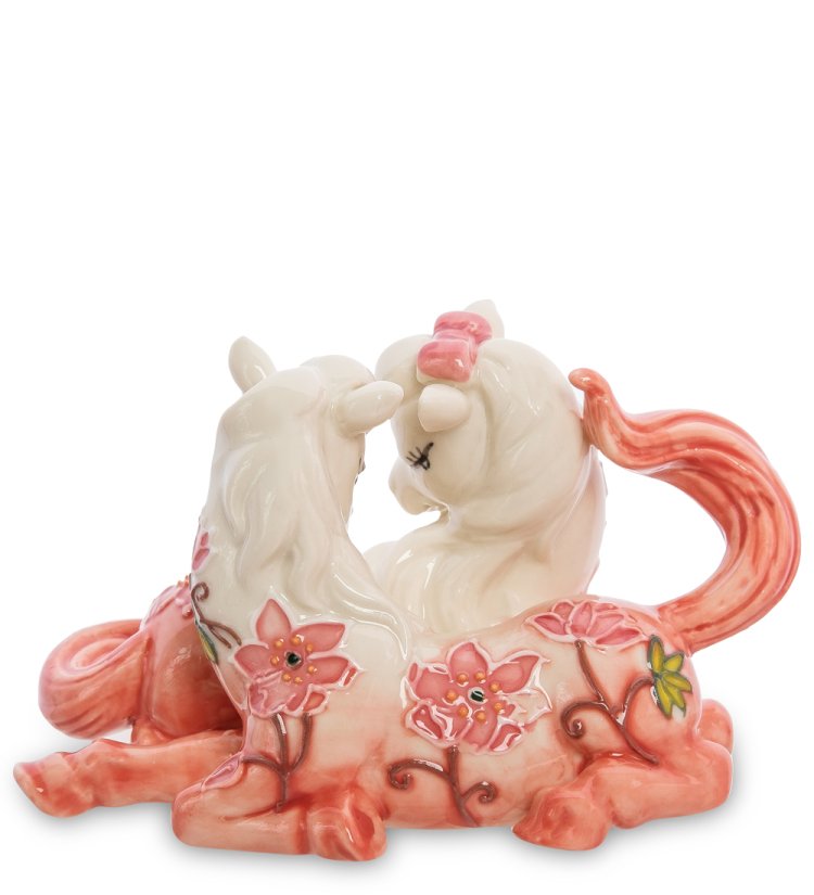 Статуэтка из фарфора Розовые лошадки в цветах Pavone JP-61/41, оборотная сторона