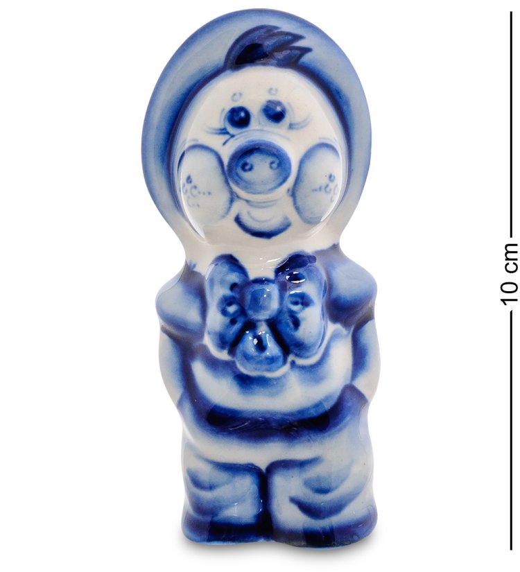 Большая Фигурка Поросенок Фунтик Голубая гжель ГЛ-472 