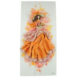 Барельеф из фарфора Леди в оранжевом