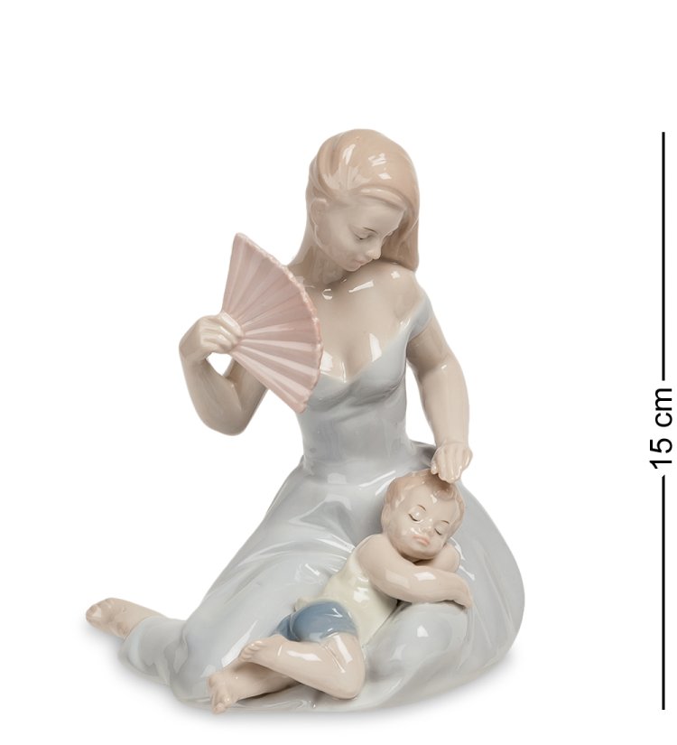 Статуэтка из фарфора Девушка с веером и ребенком Pavone JP-15/39