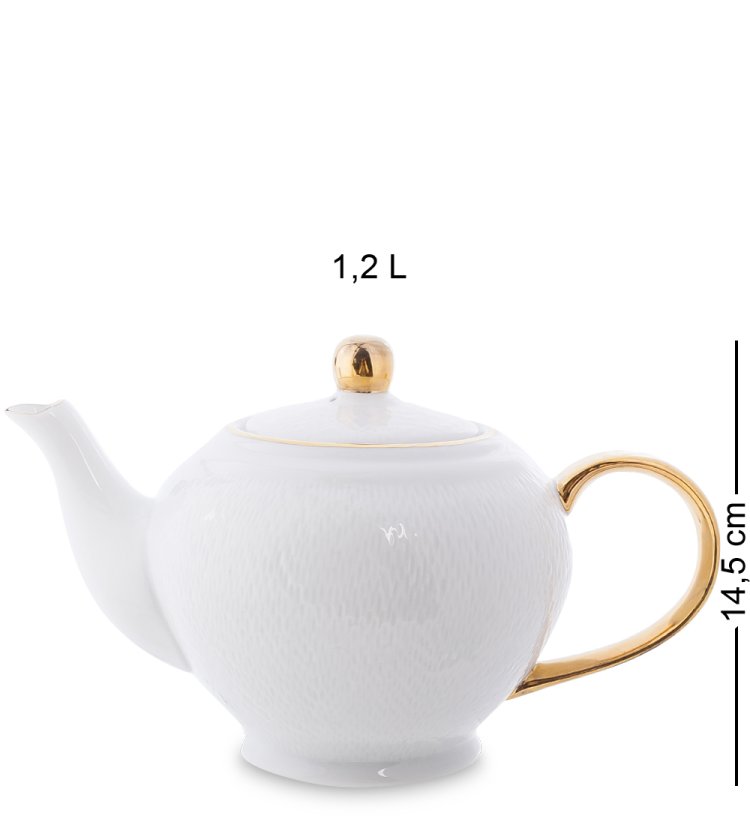 Чайный набор из фарфора на 6 персон Оро Бьянко Pavone AS-47 фотография чайника