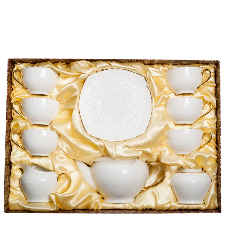 Чайный набор из фарфора на 6 персон Оро Бьянко Pavone AS-47, фотография в коробке