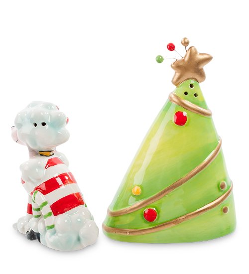 Набор соль-перец Новогодний Пудель Pavone CMS-03/ 4, вид сзади