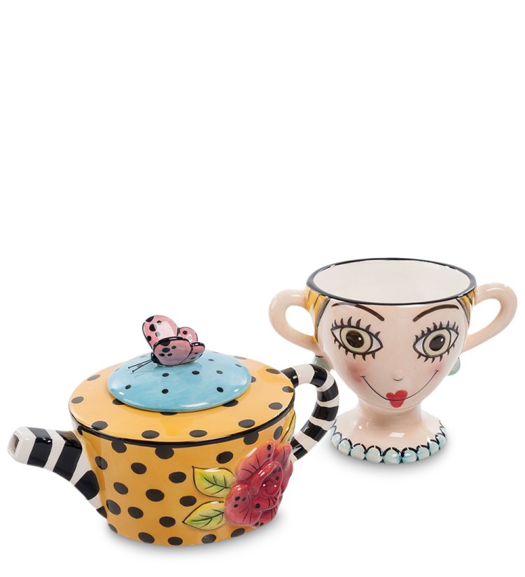 Чайная пара с чайником из керамики Дама Pavone CMS-01/ 4, фотография чашки и чайника