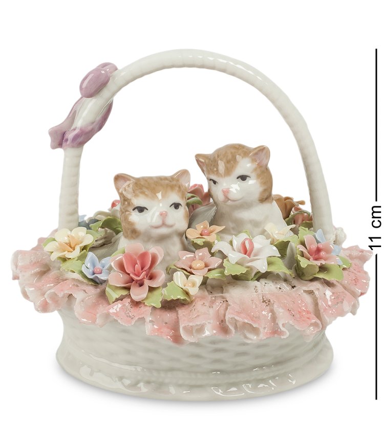 Керамическая фигурка Котята в цветочной корзине Pavone CMS-15/93