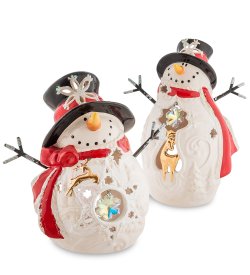 Подсвечники из фарфора Снеговики с шарфом Pavone BS-538