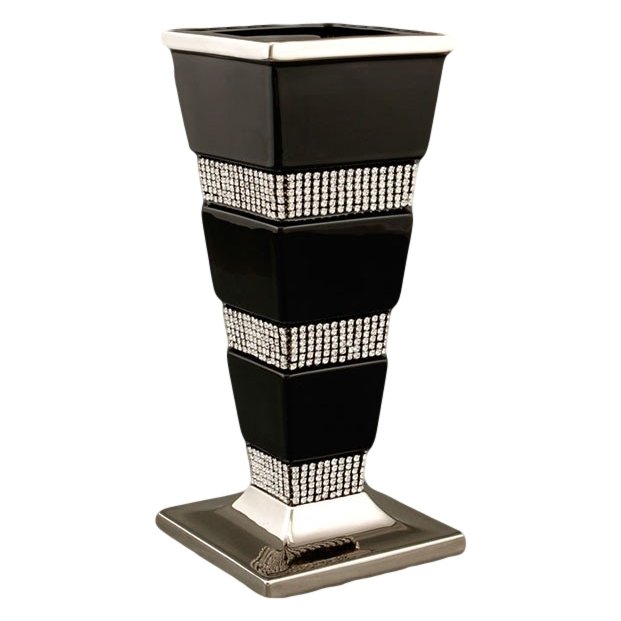 Ваза для цветов Черная с кристаллами Сваровски Precision