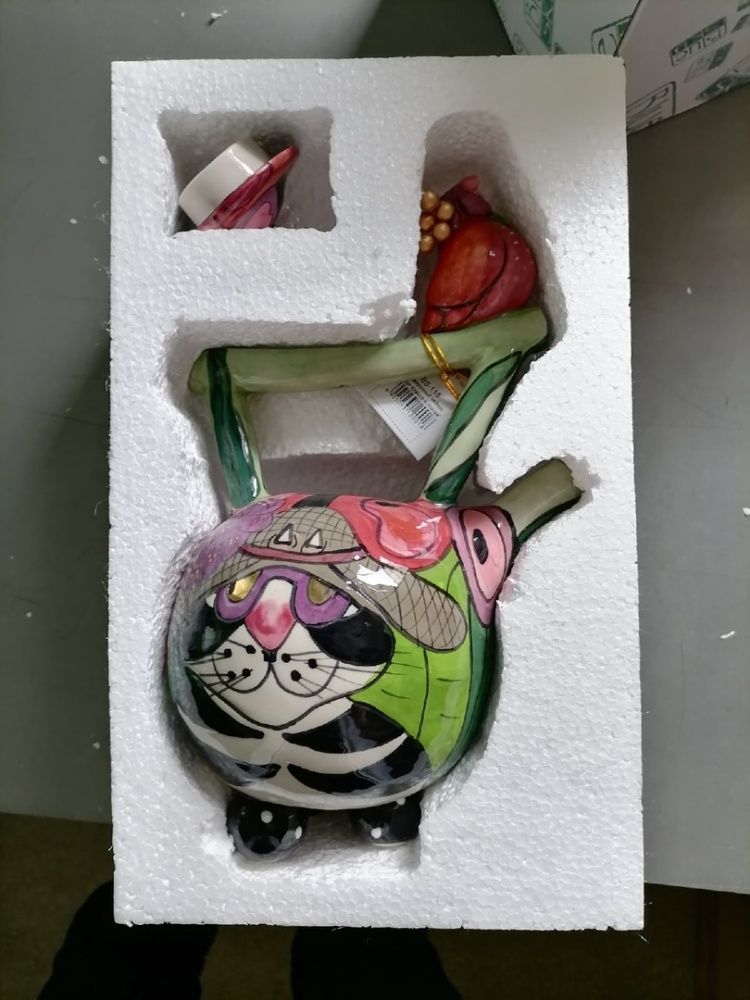 Заварочный чайник  Кот Кланси и птичка, фото со склада упаковочный вид