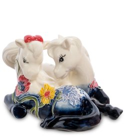 Статуэтка из фарфора Синие лошадки в цветах