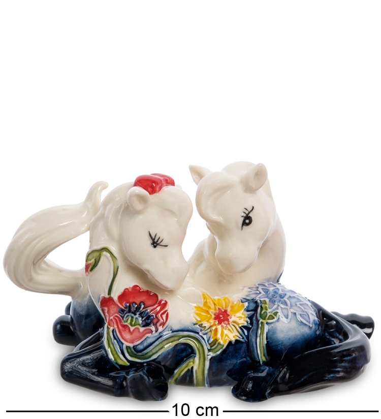 Статуэтка из фарфора Синие лошадки в цветах Pavone JP-61/42, портретный вид