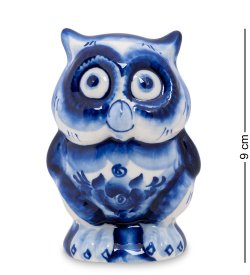 Фигурка мудрая Сова Голубая гжель
