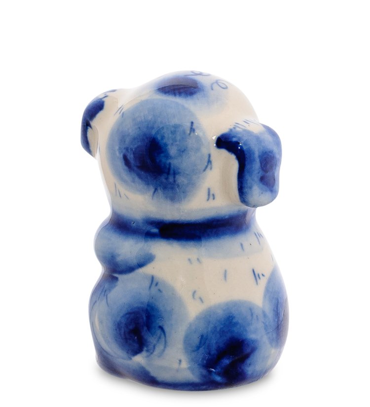 Фигурка маленькая Свинка Голубая гжель ГЛ-476, фотография со спины